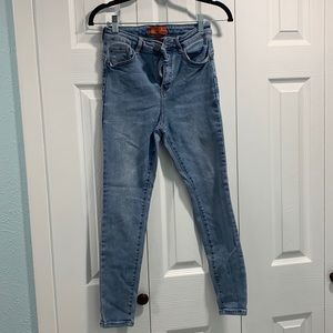 Distressed Skinny Wax Jeans